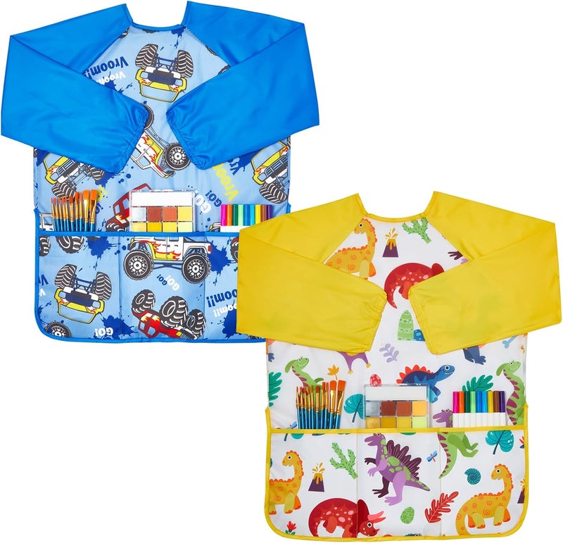 Lictin 2 Pack Kids Art Smocks,Toddler Smock,Waterproof Artist Painting Aprons for Children - Image 1